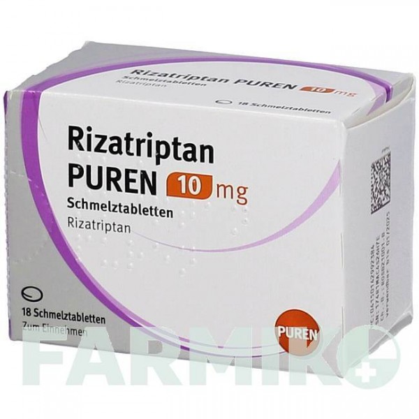 РИЗАТРИПТАН (RIZATRIPTAN) 10 мг таблетки 18 шт - Ризатриптан PUREN PHARMA