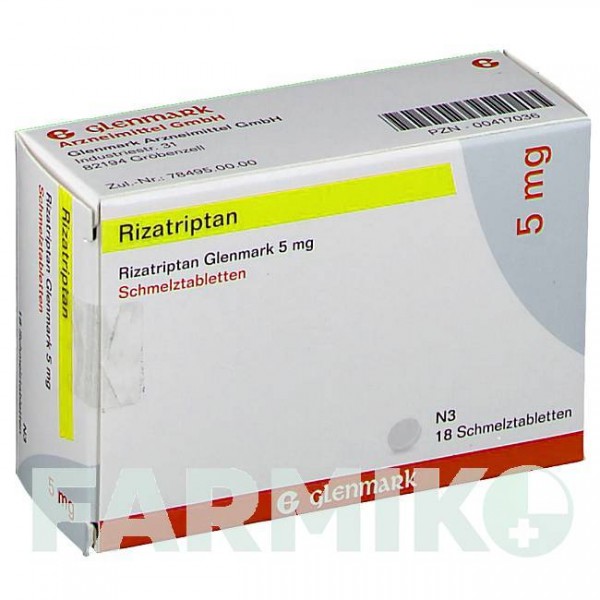 РИЗАТРИПТАН (RIZATRIPTAN) 5 мг таблетки 18 шт - Ризатриптан GLENMARK