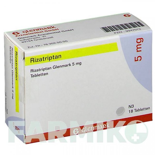 РИЗАТРИПТАН (RIZATRIPTAN) 5 мг таблетки 18 шт - Ризатриптан GLENMARK