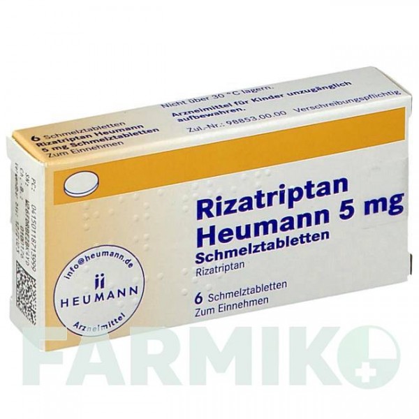 РИЗАТРИПТАН (RIZATRIPTAN) 5 мг таблетки 6 шт - Ризатриптан HEUMANN PHARMA
