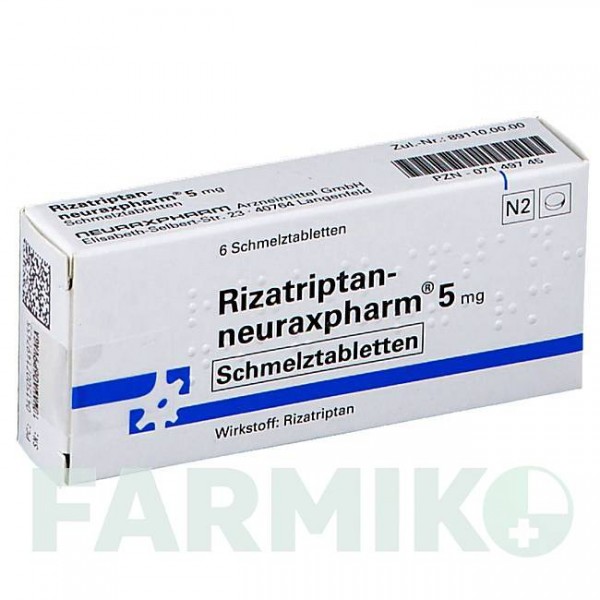 РИЗАТРИПТАН (RIZATRIPTAN) 5 мг таблетки 6 шт - Ризатриптан NEURAXPHARM