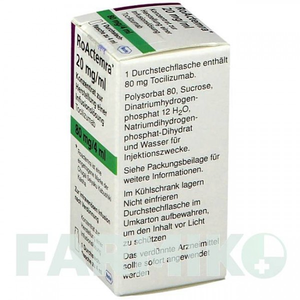РОАКТЕМРА (ROACTEMRA) 20 мг/мл 80 мг концентрат 1 шт - Тоцилізумаб KOHLPHARMA