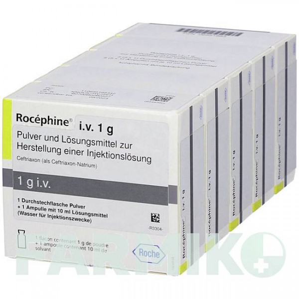 РОЦЕФИН (ROCEPHINE) 1 г порошок 5 шт - Цефтриаксон KOHLPHARMA
