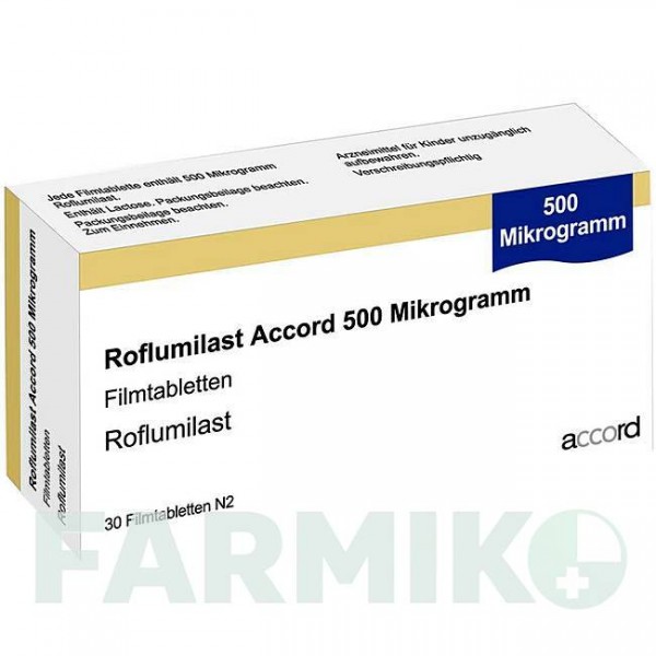РОФЛУМІЛАСТ (ROFLUMILAST) 500 мкг таблетки 90 шт - Рофлуміласт ACCORD HEALTHCARE