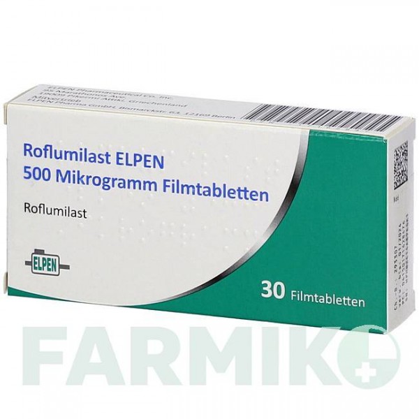 РОФЛУМІЛАСТ (ROFLUMILAST) 500 мкг таблетки 30 шт - Рофлуміласт ELPEN PHARMACEUTICAL