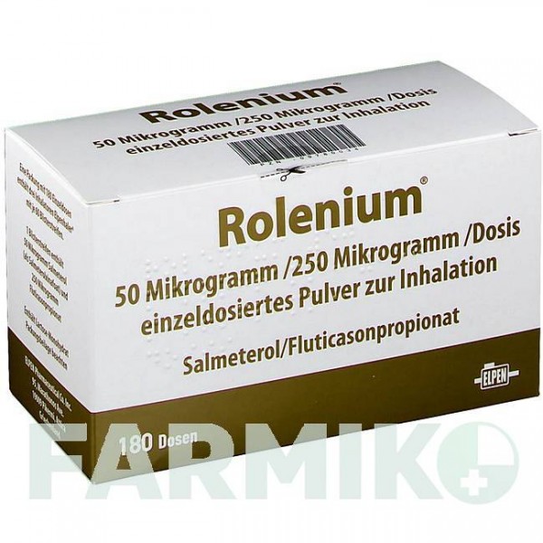 РОЛЕНИУМ (ROLENIUM) 50 мкг/250 мкг/доза 60 доз порошок 3x60 шт - Сальметерол, Флутиказон ELPEN PHARMACEUTICAL