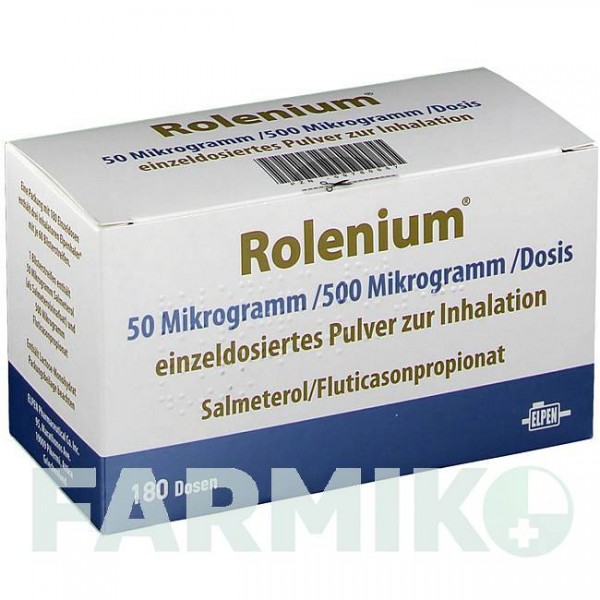 РОЛЕНІУМ (ROLENIUM) 50 мкг/500 мкг/доза 60 доз порошок 3x60 шт - Сальметерол, Флутиказон ELPEN PHARMACEUTICAL