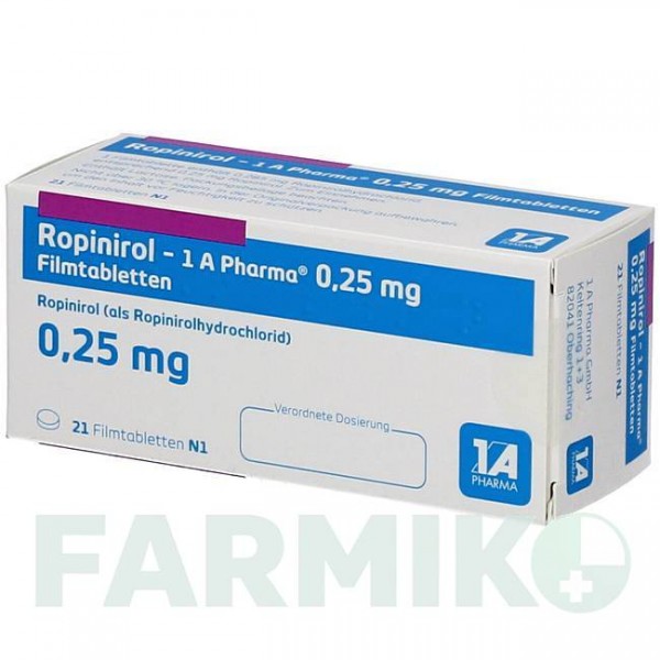 РОПІНІРОЛ (ROPINIROL) 0,25 мг таблетки 21 шт - Ропінірол 1 A PHARMA