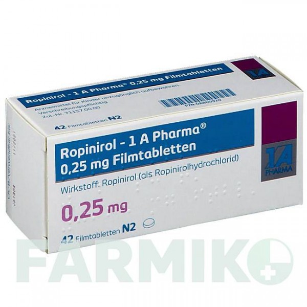 РОПИНИРОЛ (ROPINIROL) 0,25 мг таблетки 42 шт - Ропинирол 1 A PHARMA