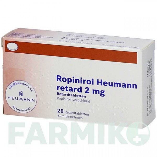 РОПИНИРОЛ (ROPINIROL) 2 мг таблетки 28 шт - Ропинирол HEUMANN PHARMA