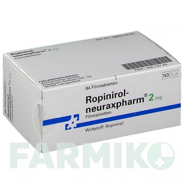 РОПИНИРОЛ (ROPINIROL) 2 мг таблетки 84 шт - Ропинирол NEURAXPHARM