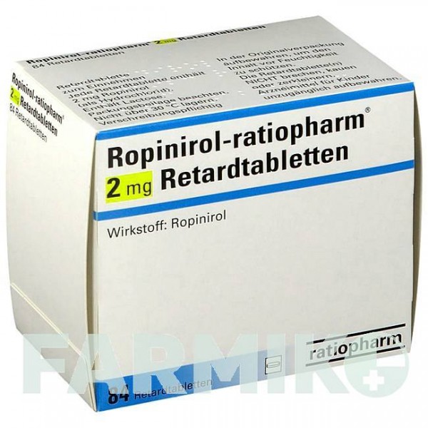 РОПИНИРОЛ (ROPINIROL) 2 мг таблетки 84 шт - Ропинирол RATIOPHARM