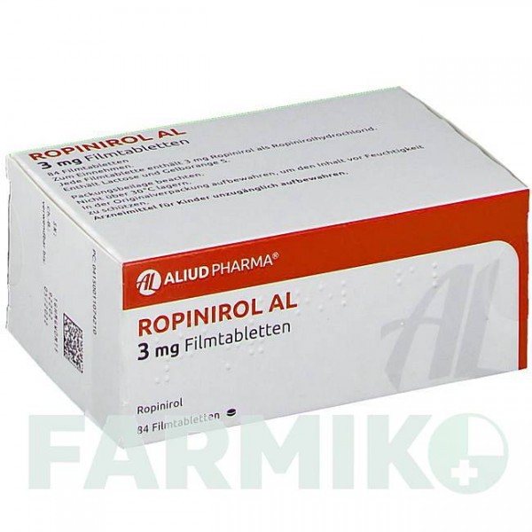 РОПИНИРОЛ (ROPINIROL) 3 мг таблетки 84 шт - Ропинирол ALIUD PHARMA