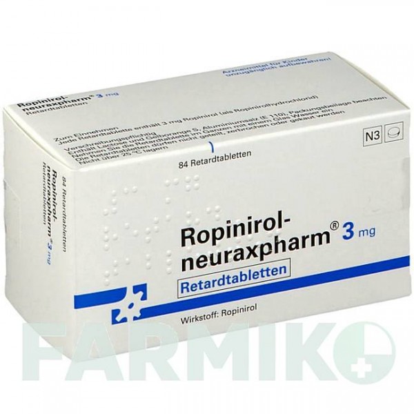 РОПИНИРОЛ (ROPINIROL) 3 мг таблетки 84 шт - Ропинирол NEURAXPHARM