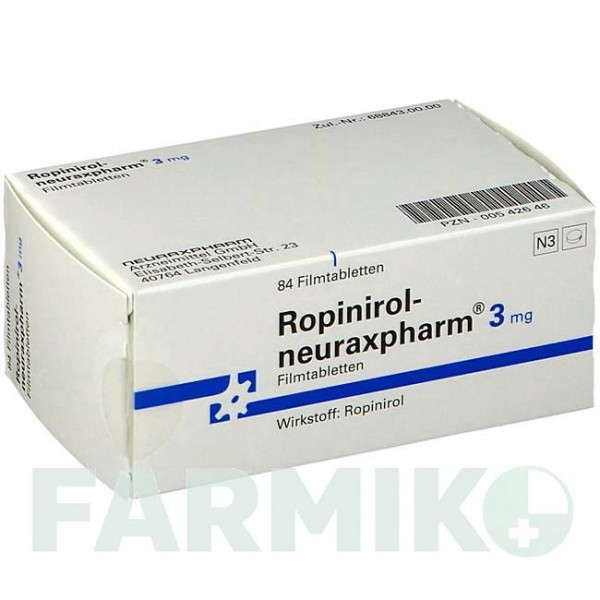 РОПІНІРОЛ (ROPINIROL) 3 мг таблетки 42 шт - Ропінірол NEURAXPHARM