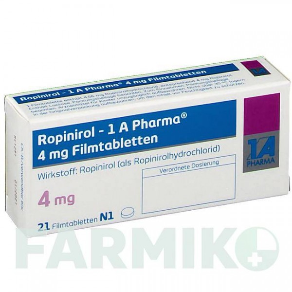 РОПИНИРОЛ (ROPINIROL) 4 мг таблетки 21 шт - Ропинирол 1 A PHARMA