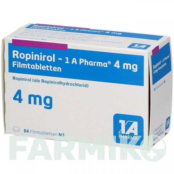 РОПИНИРОЛ (ROPINIROL) 4 мг таблетки 84 шт - Ропинирол 1 A PHARMA