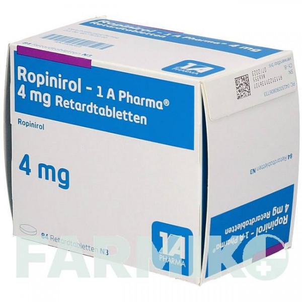 РОПИНИРОЛ (ROPINIROL) 4 мг таблетки 84 шт - Ропинирол 1 A PHARMA
