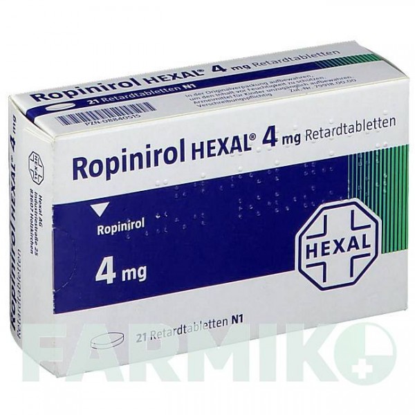 РОПИНИРОЛ (ROPINIROL) 4 мг таблетки 21 шт - Ропинирол HEXAL