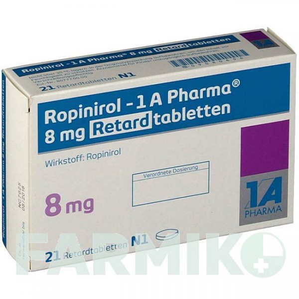 РОПИНИРОЛ (ROPINIROL) 8 мг таблетки 21 шт - Ропинирол 1 A PHARMA