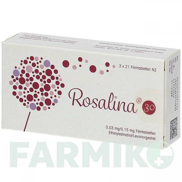 РОЗАЛІНА (ROSALINA) 0,03 мг/0,15 мг таблетки 63 шт - Левоноргестрел, Етинілестрадіол BIOMO PHARMA