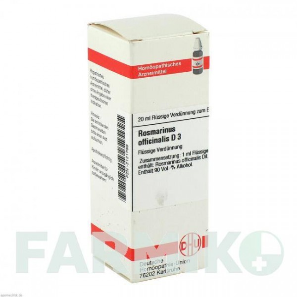 РОЗМАРИНУС ОФФИЦИНАЛИС (ROSMARINUS OFFICINALIS) D 3 раствор 20 мл - Гомеопатия DHU