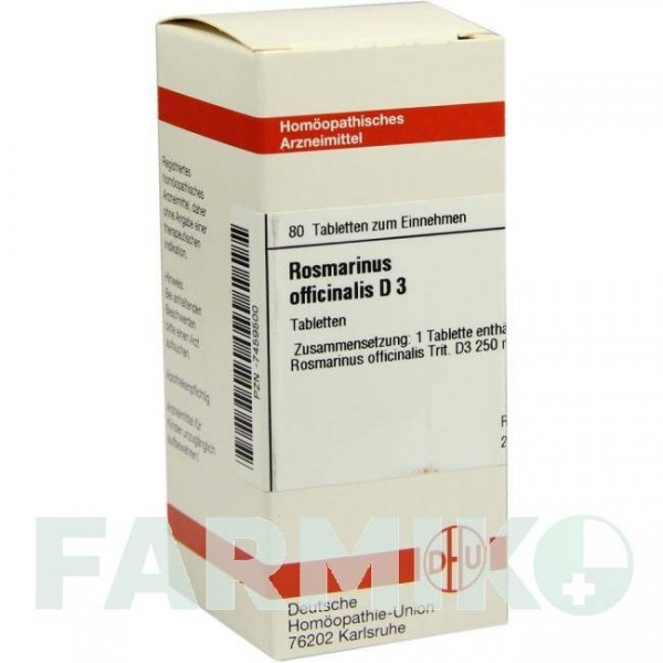 РОЗМАРИНУС ОФФИЦИНАЛИС (ROSMARINUS OFFICINALIS) D 3 таблетки 80 шт - Гомеопатия DHU