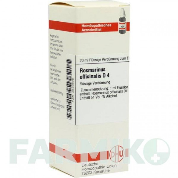 РОЗМАРИНУС ОФФИЦИНАЛИС (ROSMARINUS OFFICINALIS) D 4 раствор 20 мл - Гомеопатия DHU