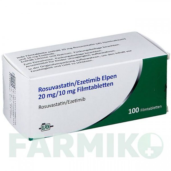 РОЗУВАСТАТИН (ROSUVASTATIN) 20 мг/10 мг таблетки 100 шт - Розувастатин, Езетиміб ELPEN PHARMACEUTICAL