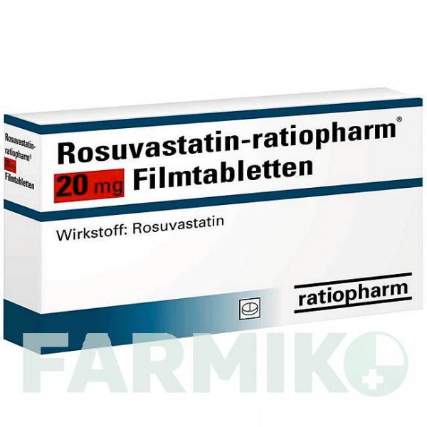 РОЗУВАСТАТИН (ROSUVASTATIN) 20 мг таблетки 100 шт - Розувастатин RATIOPHARM