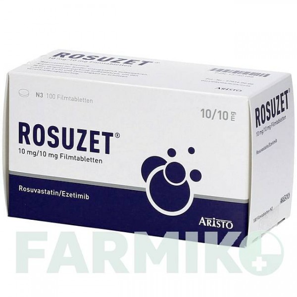 РОСУЗЕТ (ROSUZET) 10 мг/10 мг таблетки 100 шт - Розувастатин, Эзетимиб ARISTO PHARMA