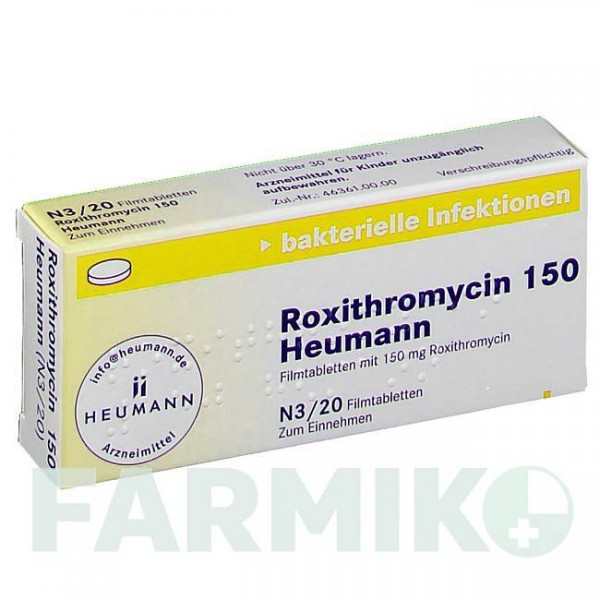 РОКСИТРОМИЦИН (ROXITHROMYCIN) 150 таблетки 20 шт - Рокситромицин HEUMANN PHARMA