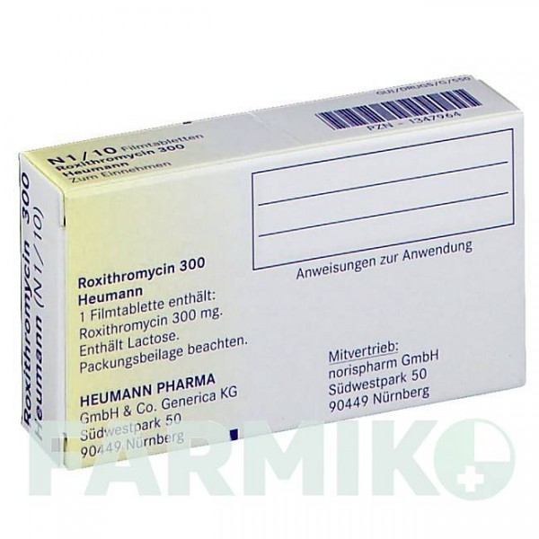 РОКСИТРОМІЦИН (ROXITHROMYCIN) 300 таблетки 10 шт - Рокситроміцин HEUMANN PHARMA