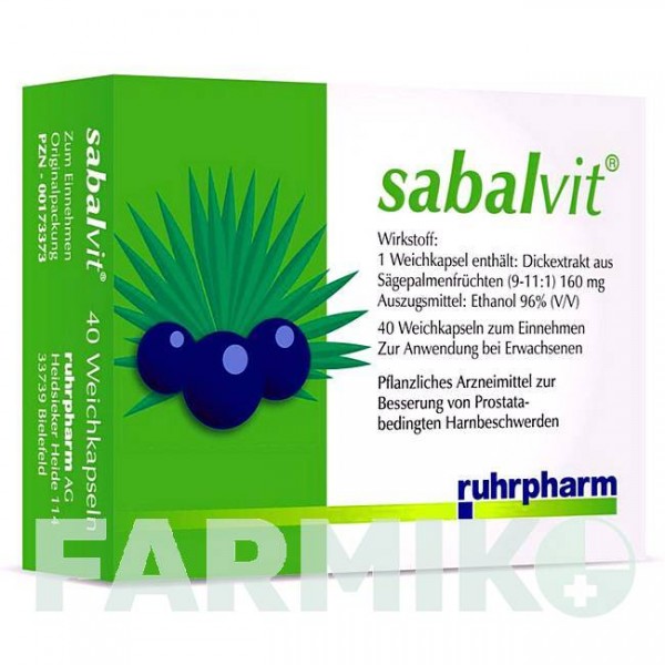 САБАЛВИТ (SABALVIT) капсулы 40 шт - Плоды серенои ползучей RUHRPHARM