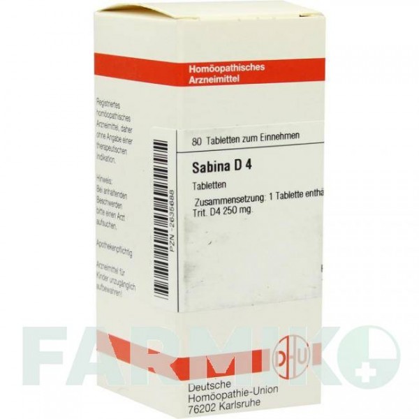 САБИНА (SABINA) D 4 таблетки 80 шт - Гомеопатия DHU