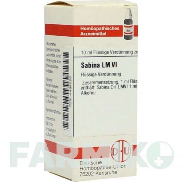 САБИНА (SABINA) LM VI раствор 10 мл - Гомеопатия DHU