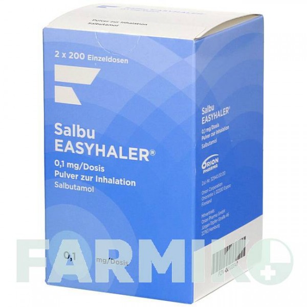 САЛЬБУ ИЗИХЭЛЕР (SALBU EASYHALER) 0,1 мг/доза 2 х 200 доз порошок 2 шт - Сальбутамол ORION