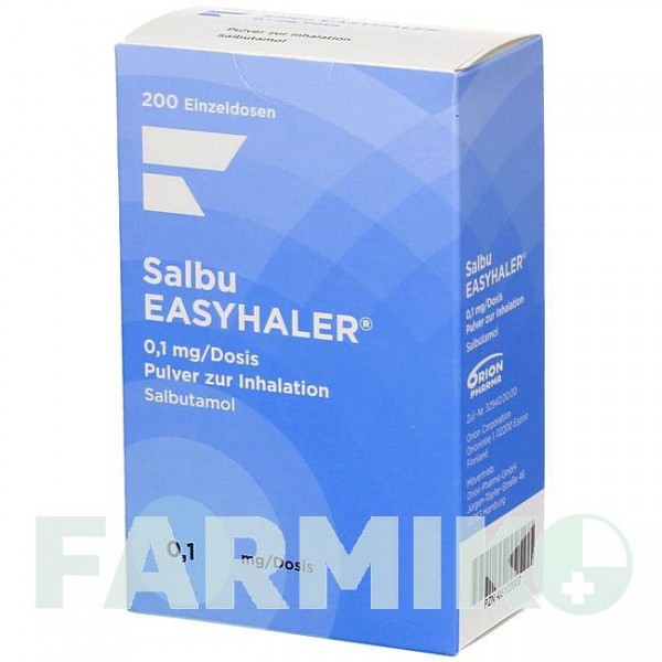 САЛЬБУ ИЗИХЭЛЕР (SALBU EASYHALER) 0,1 мг/доза 200 доз порошок 1 шт - Сальбутамол ORION