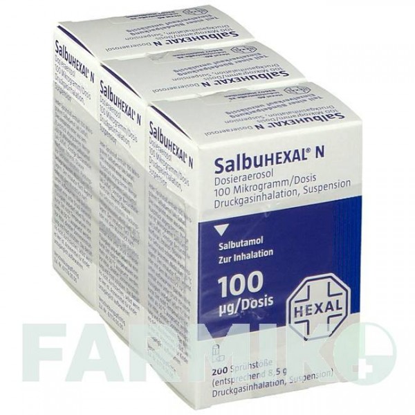 САЛЬБУГЕКСАЛ (SALBUHEXAL) 200 доз аерозоль 3 шт - Сальбутамол HEXAL