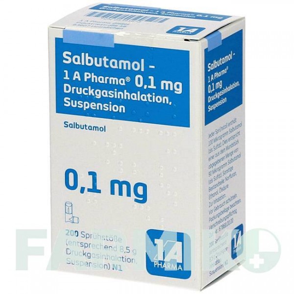 САЛЬБУТАМОЛ (SALBUTAMOL) 0,1 мг 200 доз аерозоль 1 шт - Сальбутамол 1 A PHARMA