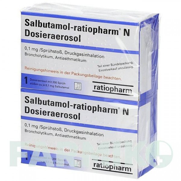 САЛЬБУТАМОЛ (SALBUTAMOL) 2 х 200 доз аэрозоль 2 шт - Сальбутамол RATIOPHARM