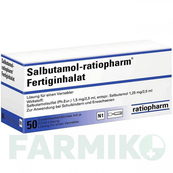 САЛЬБУТАМОЛ (SALBUTAMOL) раствор 50x2,5 мл - Сальбутамол RATIOPHARM