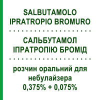 САЛЬБУТАМОЛ ИПРАТРОПИЯ БРОМИД (SALBUTAMOLO IPRATROPIO BROMURO) 0,375% + 0,075% раствор для небулайзера оральный 15 мл - Сальбутамол, Ипратропия бромид EG