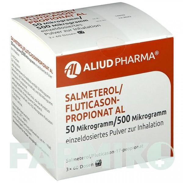 САЛМЕТЕРОЛ (SALMETEROL) 50 мкг/500 мкг 3 х 60 доз порошок 3x60 шт - Сальметерол, Флутиказон ALIUD PHARMA
