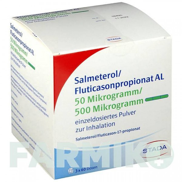 САЛМЕТЕРОЛ (SALMETEROL) 50 мкг/500 мкг порошок 3x60 шт - Сальметерол, Флутиказон STADAPHARM