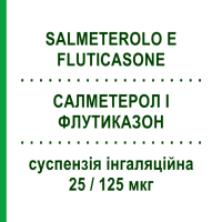 САЛМЕТЕРОЛ І ФЛУТИКАЗОН (SALMETEROLO E FLUTICASONE) 25/125 мкг суспензія інгаляційна 120 доз - Сальметерол, Флутиказон EG