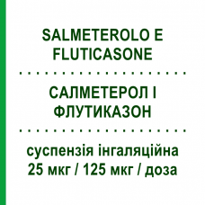 САЛМЕТЕРОЛ И ФЛУТИКАЗОН (SALMETEROLO E FLUTICASONE) 25 мкг/125 мкг/доза суспензия ингаляционная 120 доз - Сальметерол, Флутиказон S.F.GROUP