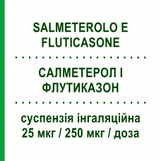 САЛМЕТЕРОЛ И ФЛУТИКАЗОН (SALMETEROLO E FLUTICASONE) 25 мкг/250 мкг/доза суспензия ингаляционная 120 доз - Сальметерол, Флутиказон S.F.GROUP