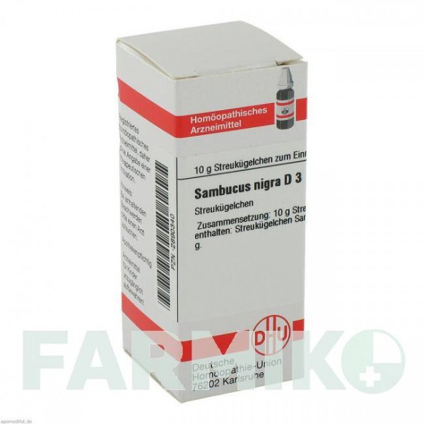 САМБУКУС НИГРА (SAMBUCUS NIGRA) D 3 глобули 10 г - Гомеопатия DHU