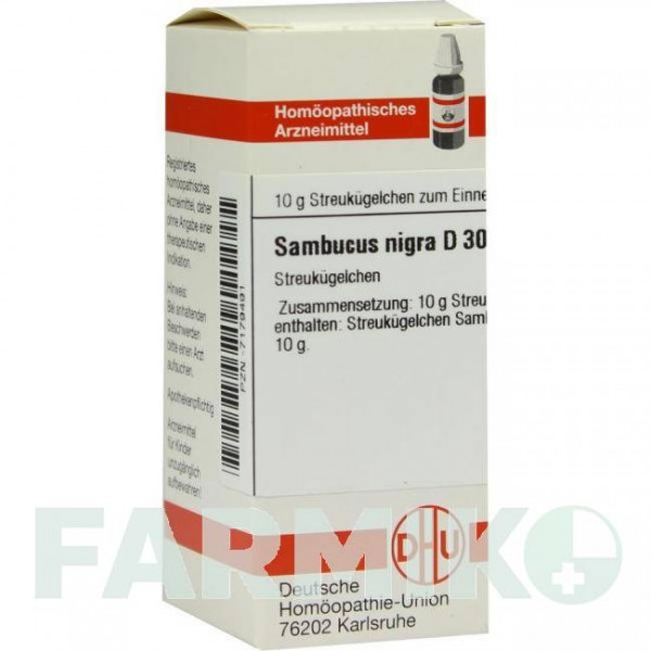 САМБУКУС НІГРА (SAMBUCUS NIGRA) D 30 глобули 10 г - Гомеопатія DHU